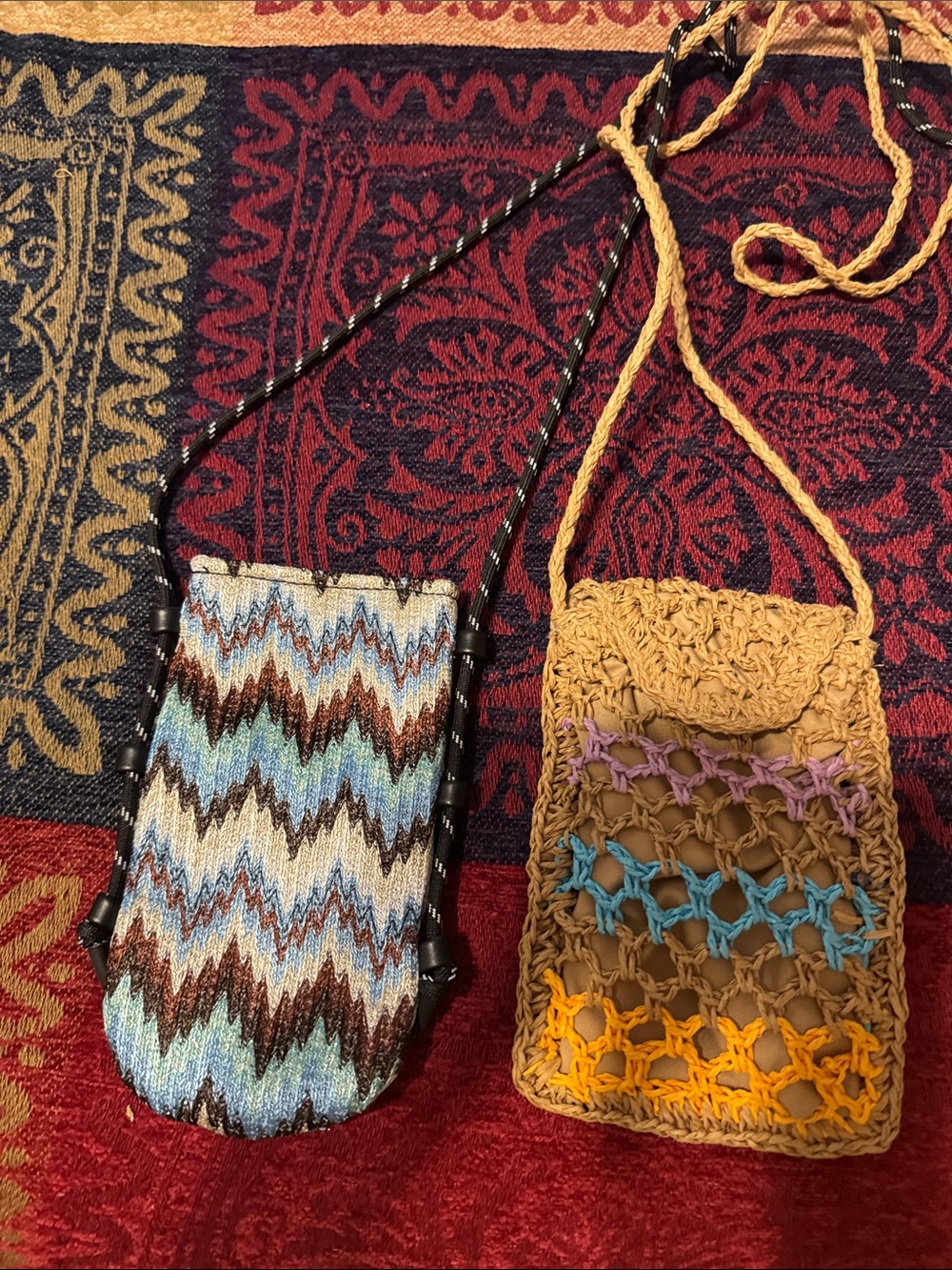 Handcrafted Multi-Color Zigzag Crossbody Bags